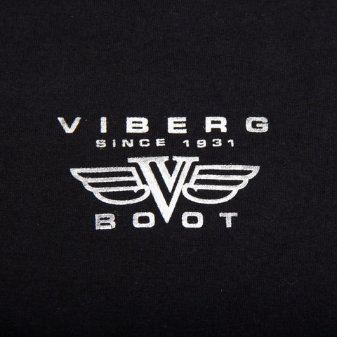 Viberg Boot t-shirt logo close-up